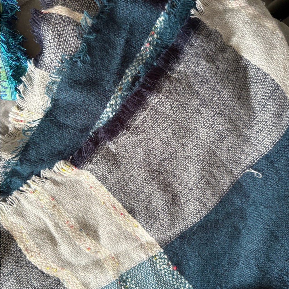 Blue and Gray Plaid Scarf
